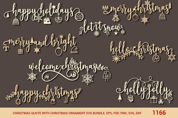 Christmas Quotes with Ornaments SVG Graphics for Crafts
