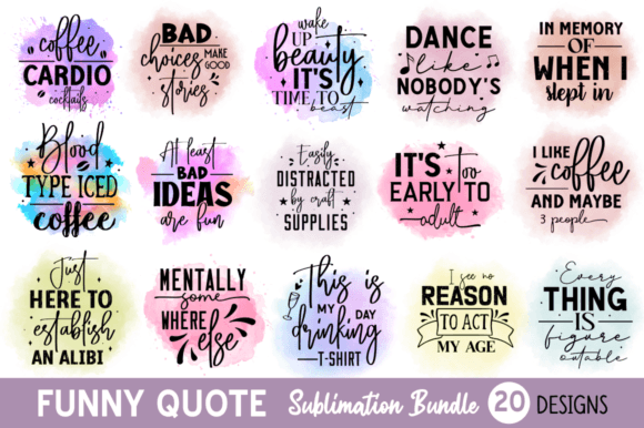 Funny Quotes Sublimation PNG Bundle: Graphics for Crafts Sellers